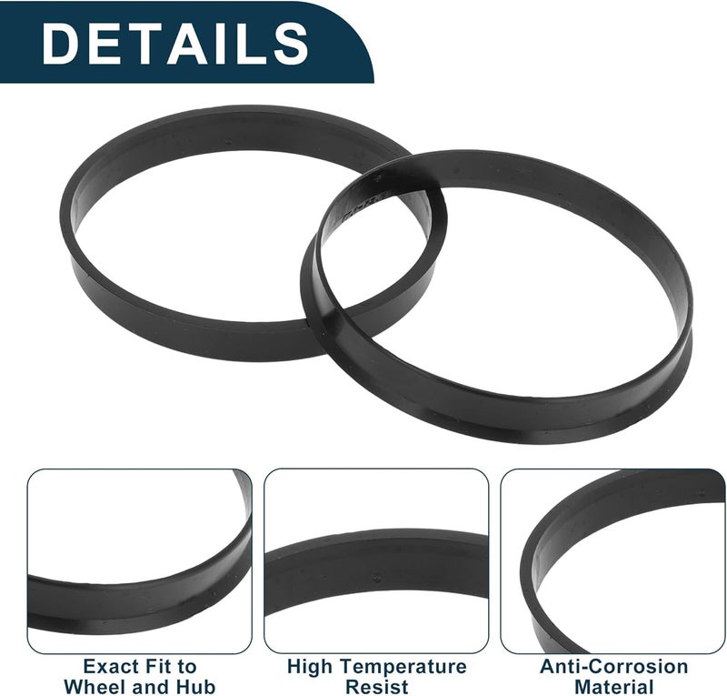 TUCKBOLD Car Wheel Hub Centric Rings Durable Wheels Center Shaft Shock Absorbing Hubrings Black 2 Pcs OD 75.1mm to ID 72.6mm Polycarbonate - Image 5